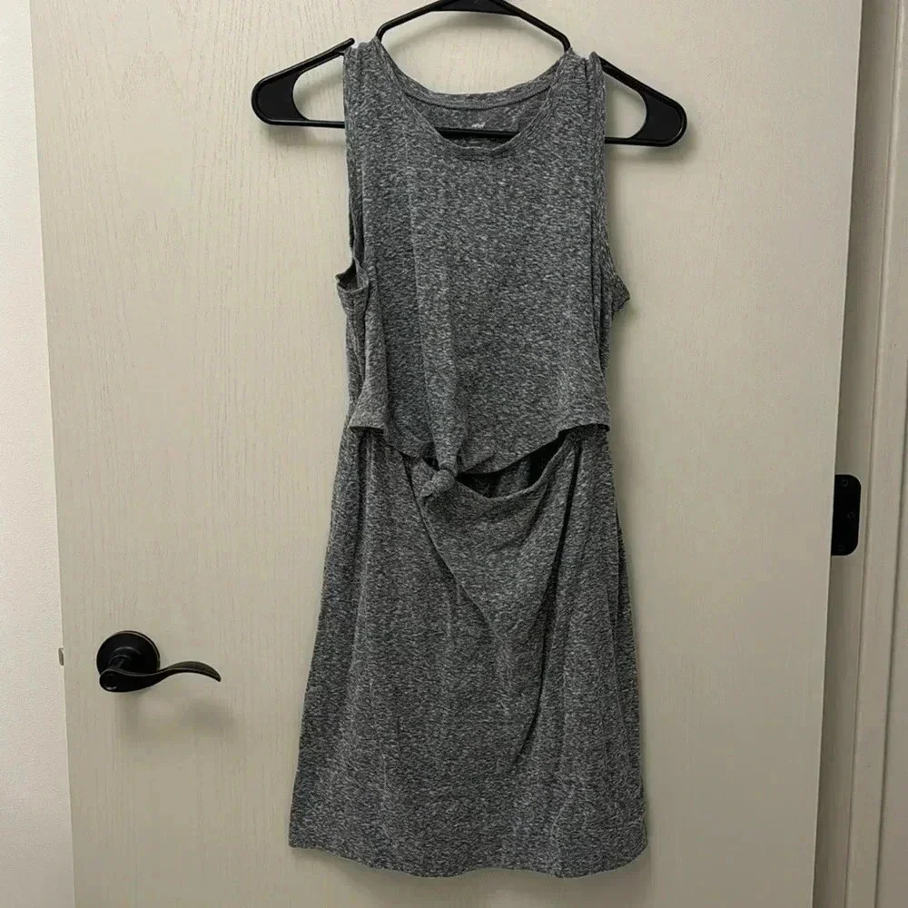 Aerie Tie Front T Shirt Dress Grey Size Small Elastic‎ Waist
